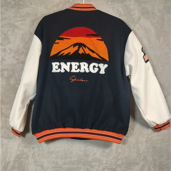 Duck Down, Vintage Varsity Jacket Black White and Orange Size XL Various Patches - Picture 2 of 16